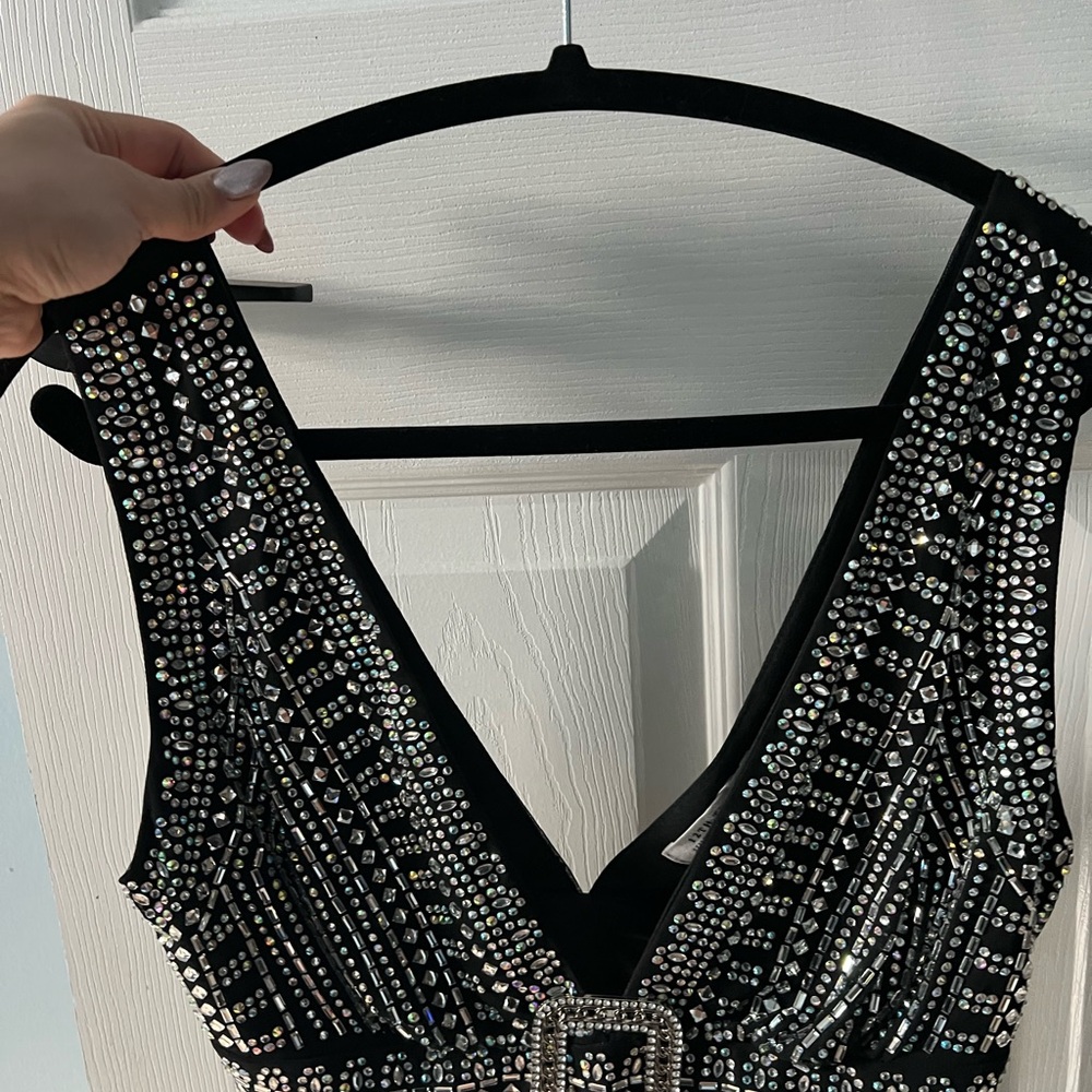 12th Tribe Black and Silver Embellished Dress